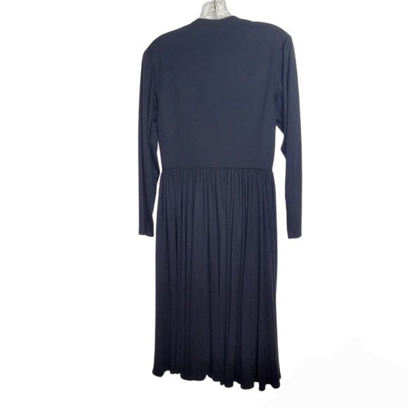 ALBERT NIPON Vintage Wool Blend Long Sleeve Fitted LBD Sz 4 Dress - Picture 3 of 11